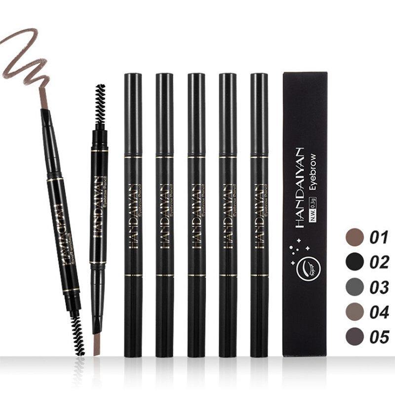 5 Colors Automatic Rotating Double-headed Waterproof Non-blooming Triangle Eyebrow Pencil