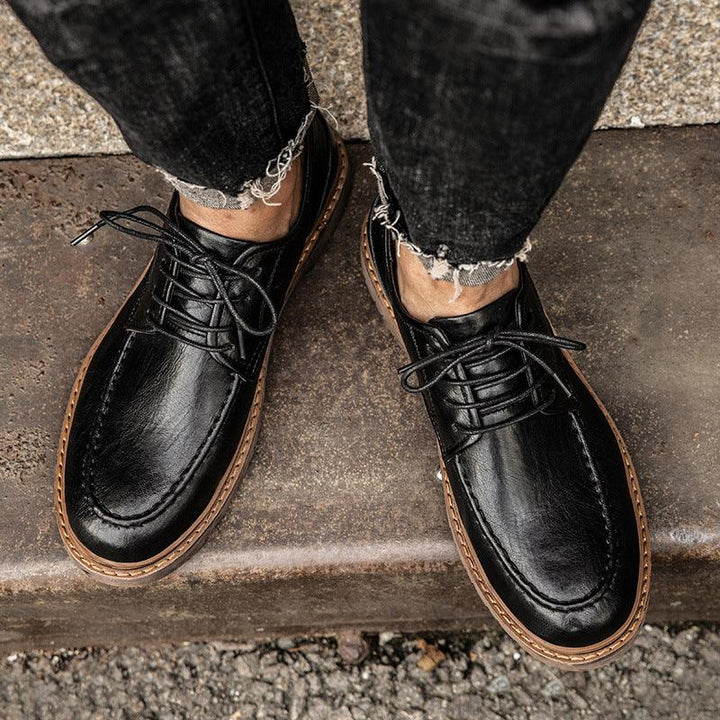 Men's Fashion Casual Lace-up Leather Business Formal Wear Breathable Shoes