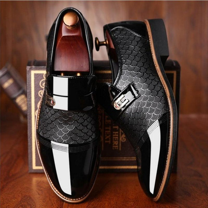 New Embossed Men's Leather Loafers - Stylish Artificial PU Leather Shoes