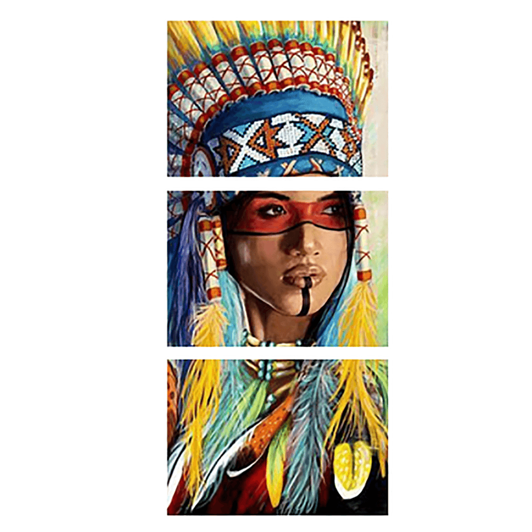 3Pcs Canvas Print Paintings Indian Girl Oil Painting Wall Decorative Printing Art Picture Frameless Home Office Decoration