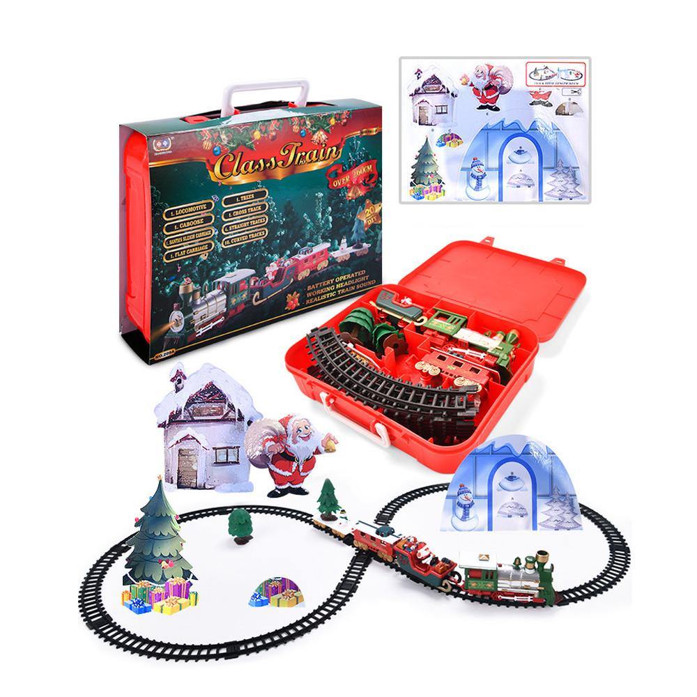 Toy Train Set with Lights and Sounds Christmas Train Set Railway Tracks Battery Operated Toys - MRSLM