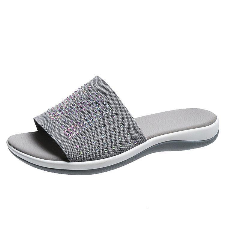 Hot Diamond Lettering Polyurethane Lightweight Platform Slippers