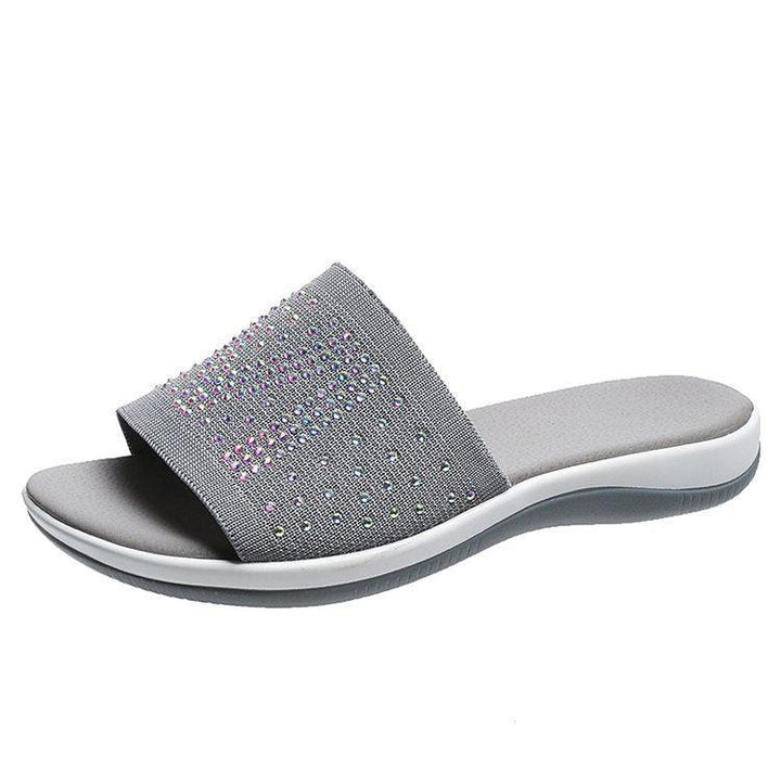 Hot Diamond Lettering Polyurethane Lightweight Platform Slippers