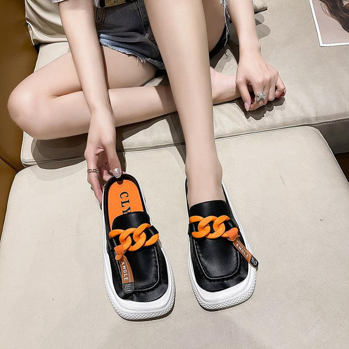 Metal Buckle Thick Sole Casual Lazy Slipper