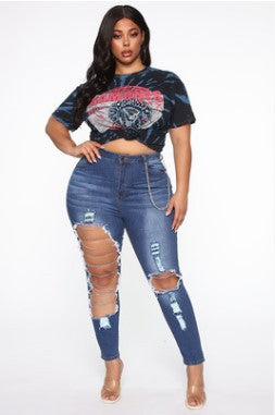 Women's Fashion Casual Simple Ripped Jeans