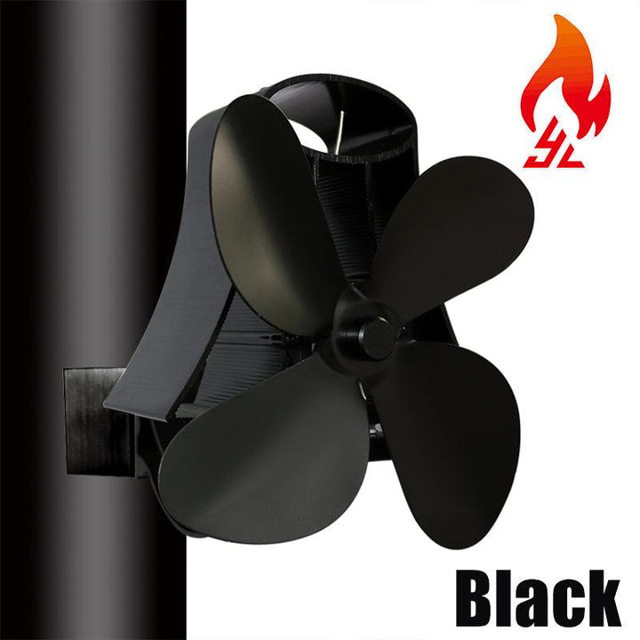 4 Blades Silent Wall Mounted Heat Powered Stove Fan Wood Burner Fireplace EcoFan - MRSLM