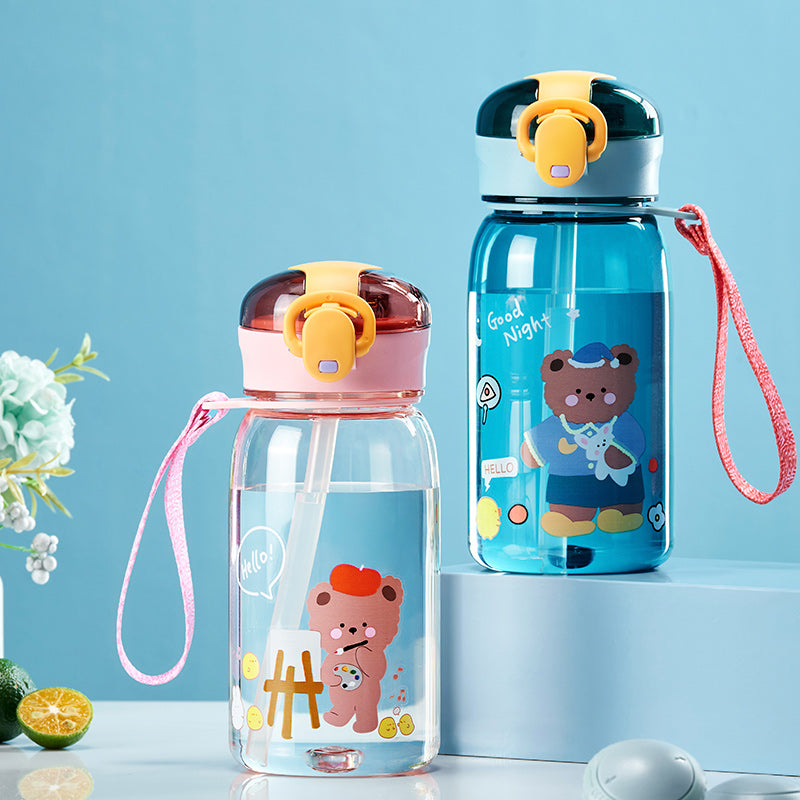 Kids' Cartoon Sippy Cup with Straw and Secure Lid