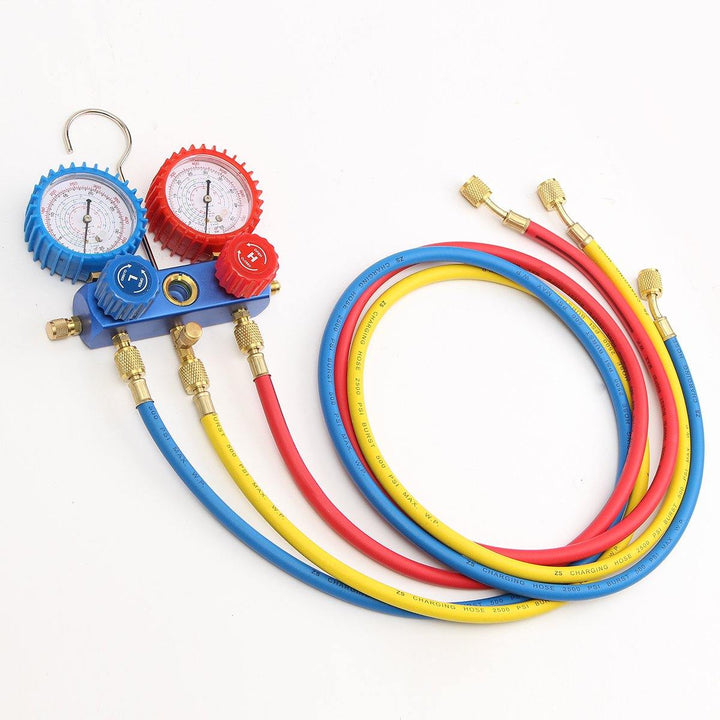 AC Refrigerant Manifold Gauge Set Air Conditioning Tools with Hose and Hook for Air Condition