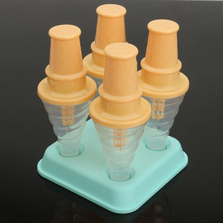 4-Cavity Frozen Ice Cream Pop Mold Popsicle Stick Juice Maker Lolly Mould Tray Kitchen DIY