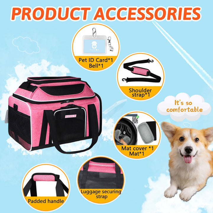 Airline Approved Pet Carrier with Expandable Top & Safety Features