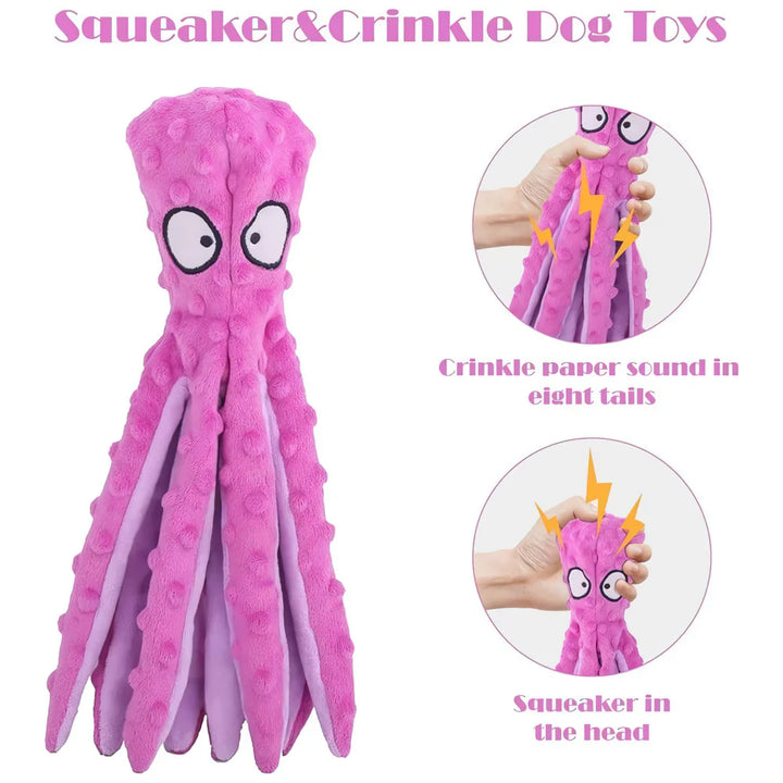 Interactive Octopus Plush Squeak Toy for Dogs