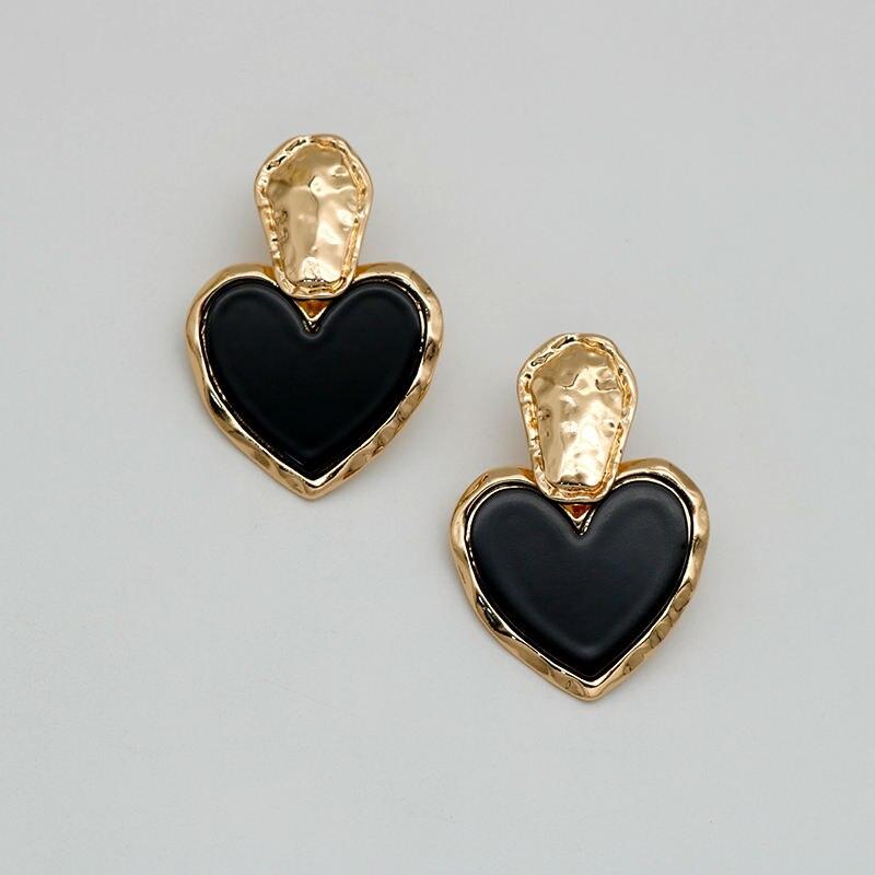 Black Heart Drop Earrings - Vintage Zinc Alloy Fashion Jewelry