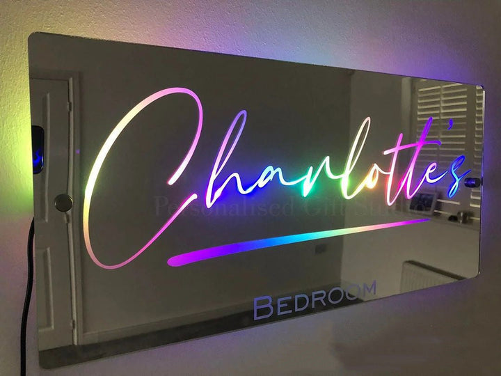 Personalized Name Mirror Light For Bedroom LED Light Up Mirror For Wall Custom Photo Christmas Valentine's Day Wedding Gifts