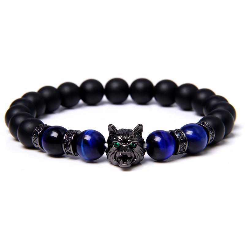 New Simple Style Domineering Wolf Head Bracelet Copper Micro-inlaid Men