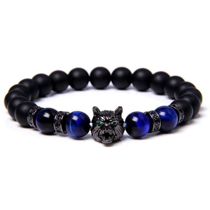 New Simple Style Domineering Wolf Head Bracelet Copper Micro-inlaid Men