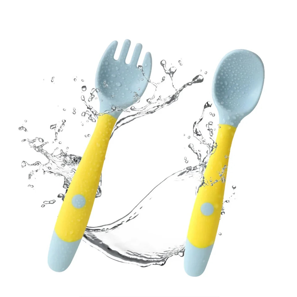 Soft Silicone Baby Spoon and Fork Set