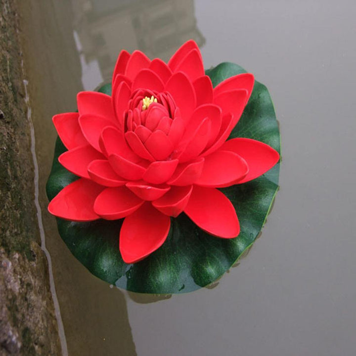 18cm Floating Artificial Lotus for Aquarium Fish Tank Pond Water Lily Lotus Flower Home Decorations - MRSLM