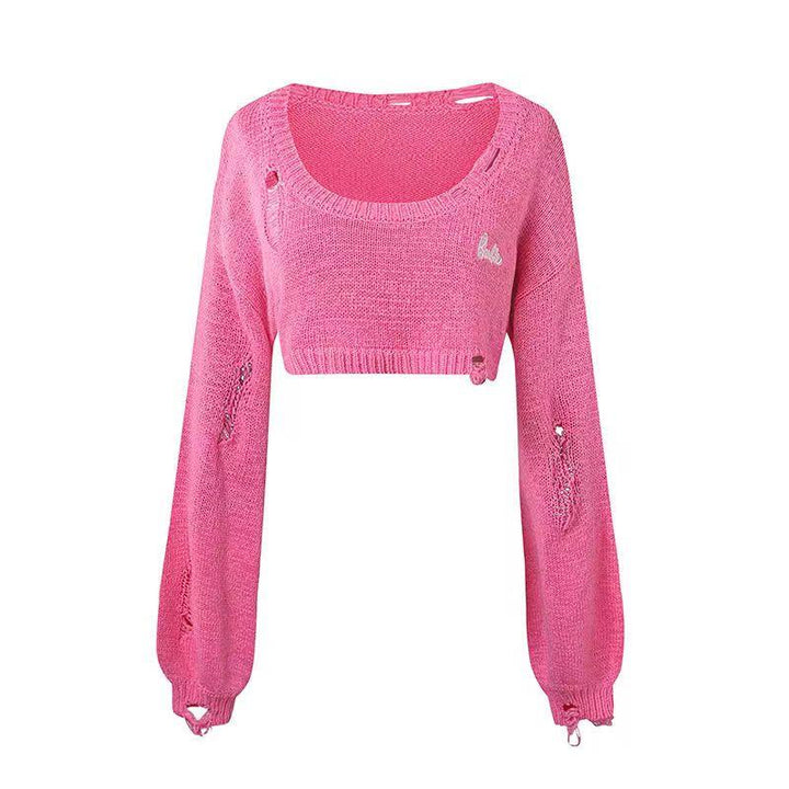 Sweet And Spicy Hollow Hole Short Sweater Girl