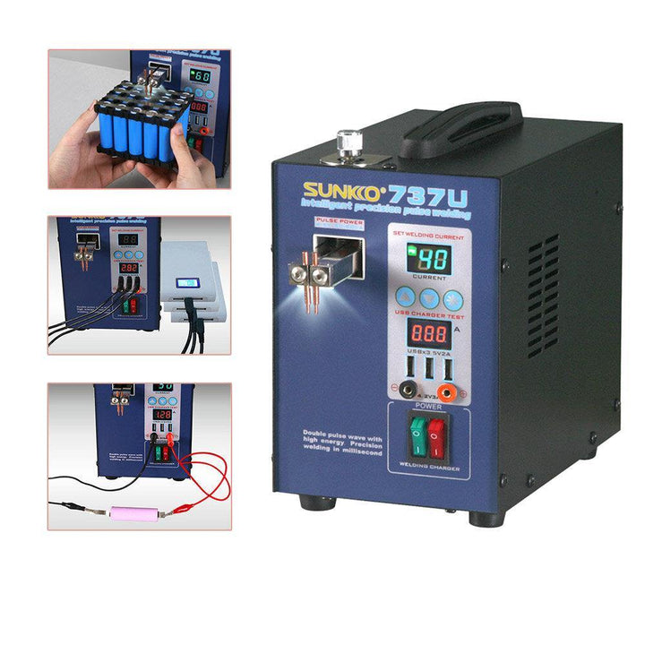 SUNKKO 737U NEW Spot Welder Machine 2.8KW Double Pulse Battery Spot Welding Machine USB Charging Test 18650 Battery Pack Welder