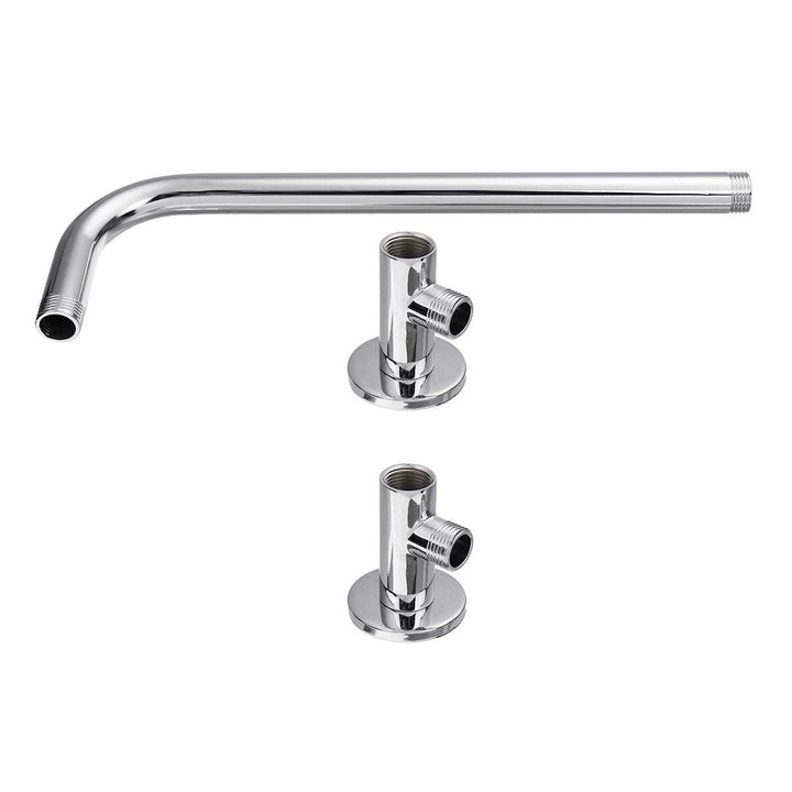 37cm/48cm Rain Shower Head Wall Arm Stainless Steel Extension Water Pipe with Base Mount