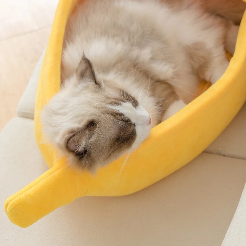 Banana Cat Bed House - Cozy Pet Bed for Cats and Dogs