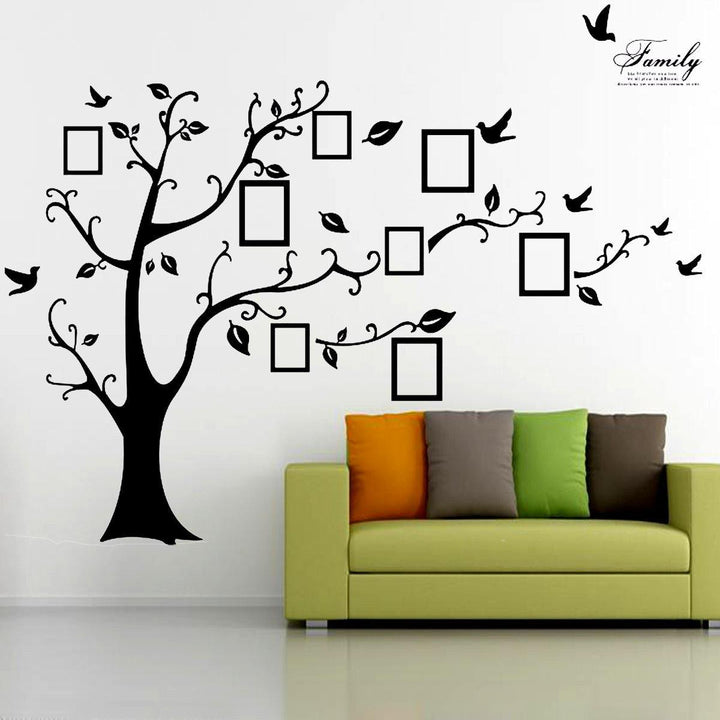 2.5M Removable Memory Tree Picture Frames Wallpaper Photo Wall Stickers Decor Bird Room Wall Black