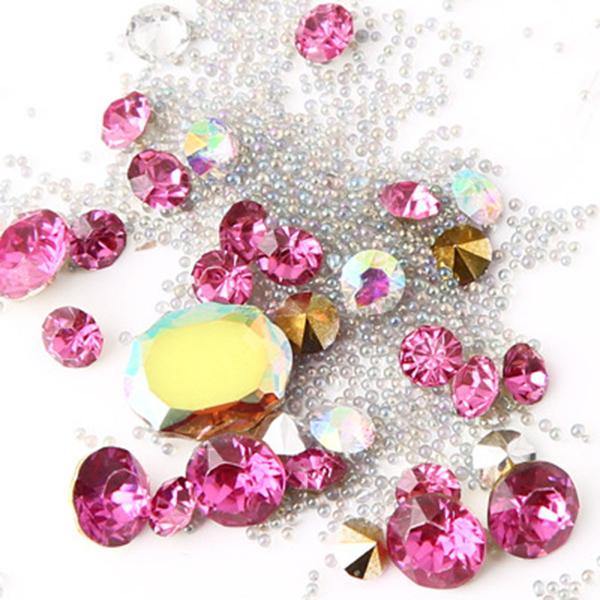 1 Bottle Diamonds Nails Sticker Colorful Beads Crystal Nail Art Decorations