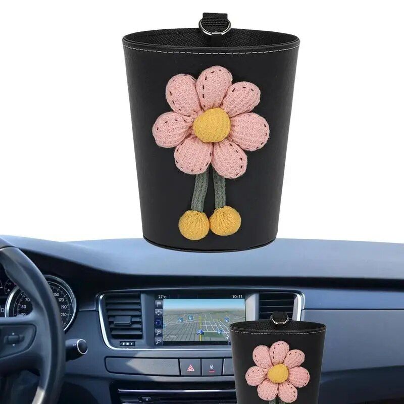 Luxury Leather Car Trash Can ‚Äì Portable Garbage Bin for Auto Interiors