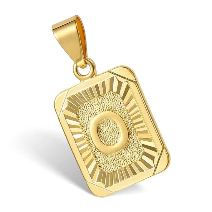 Gold Plated Initial Necklace with Cuban Curb Chain - Unisex Personalized Letter Pendant