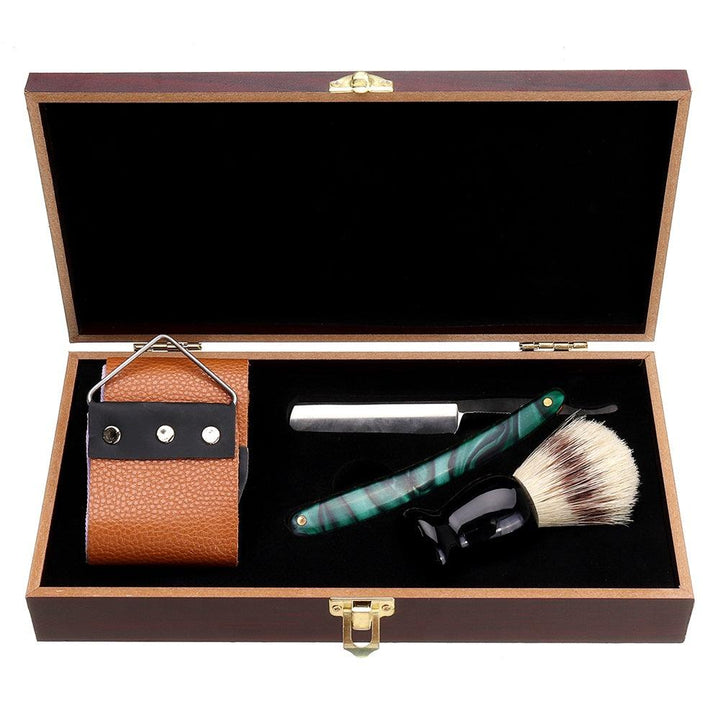 1X Shaving Straight Razor Set Box Beard Shaver Brush Sharpen