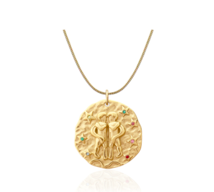 Twelve Constellations Gold Coin Pearl Necklace