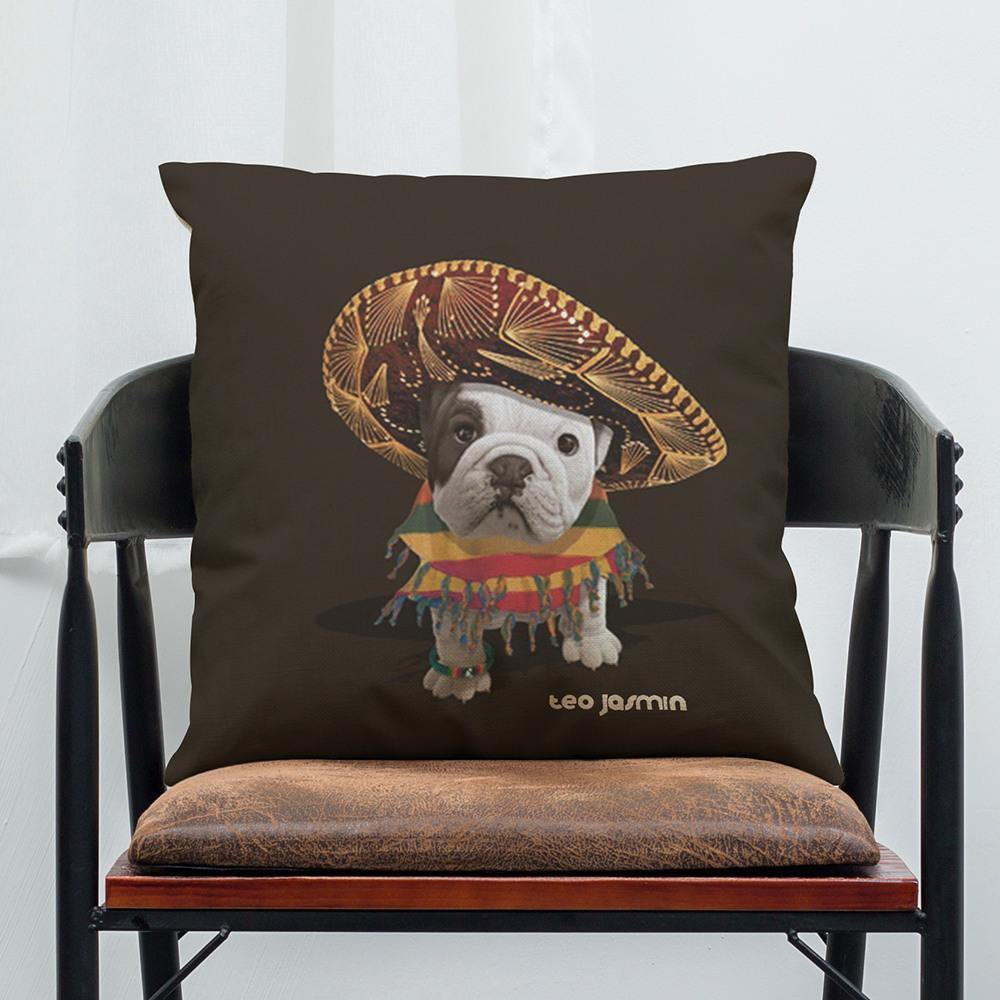 45 x 45 cm French Bulldog Printed Pillowcase Cotton Linen Sofa House Decoration Cushion Cover Pillow Case