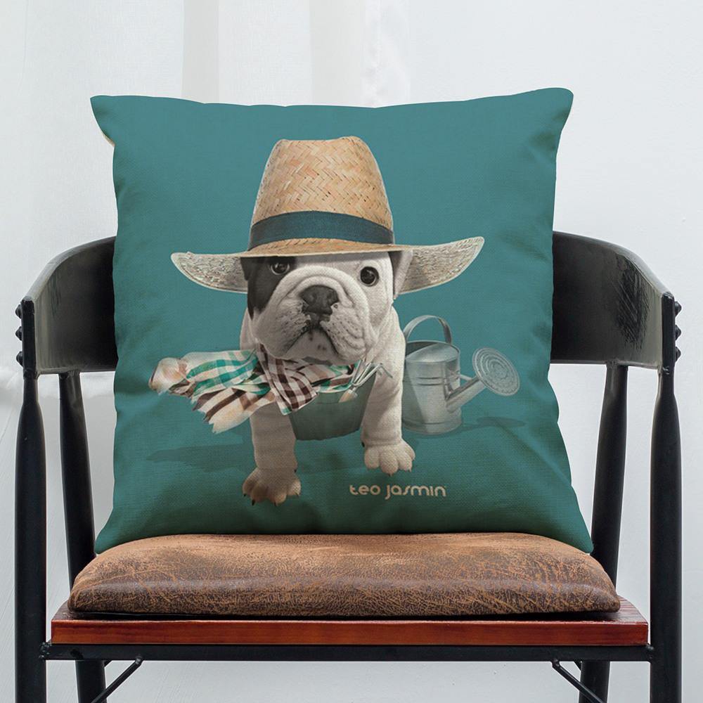 45 x 45 cm French Bulldog Printed Pillowcase Cotton Linen Sofa House Decoration Cushion Cover Pillow Case