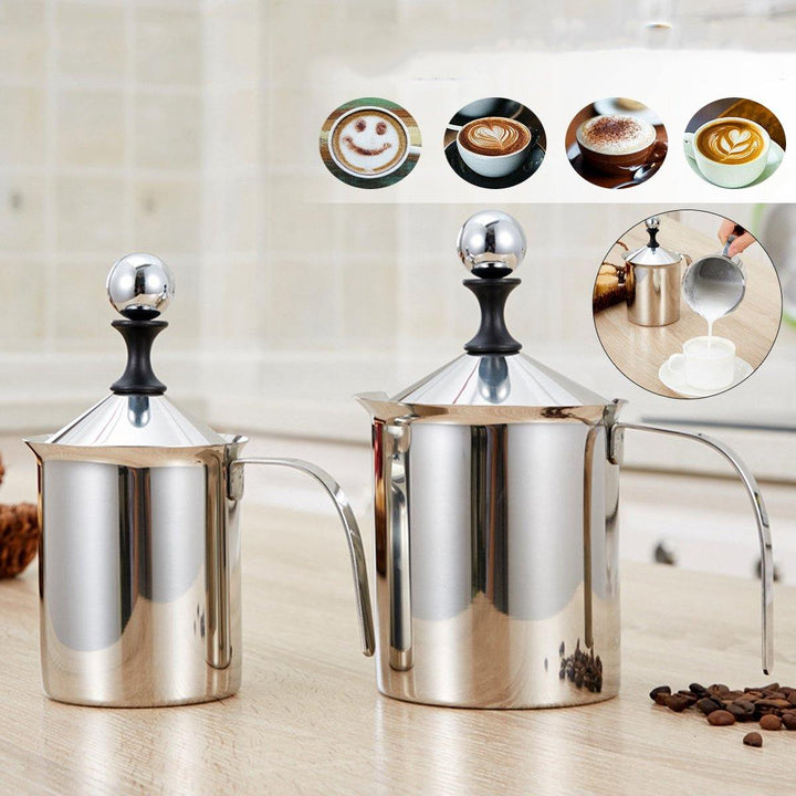 304 Stainless Steel Manual Milk Frother Double Mesh Milk Creamer Milk Foam Mesh Coffee Foamer Creamer for Coffee Shop