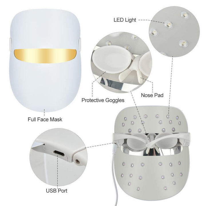 LED Colorful Face Mask Beauty Instrument Bright White Photon Skin Rejuvenation Instrument Household Facial Spectrum Mask