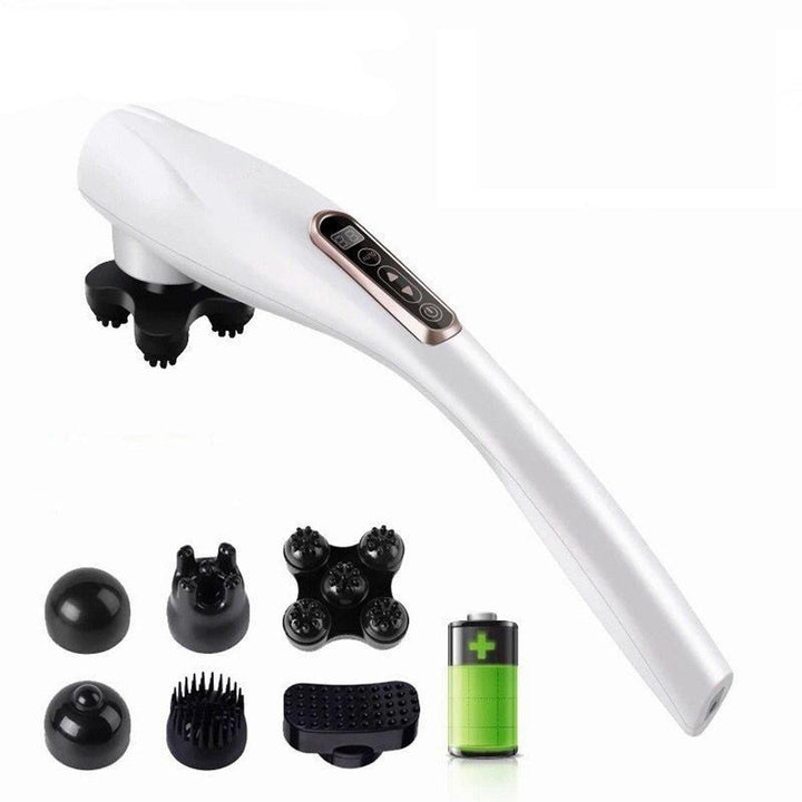 110V 2000mAh Electric Massager Wireless Handheld Full Body Neck Shoulder Massager + 6 Massage Heads