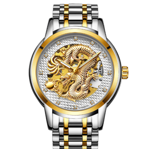 Fully Automatic Skeleton Waterproof Luminous Atmospheric Gold Business Dragon Watch