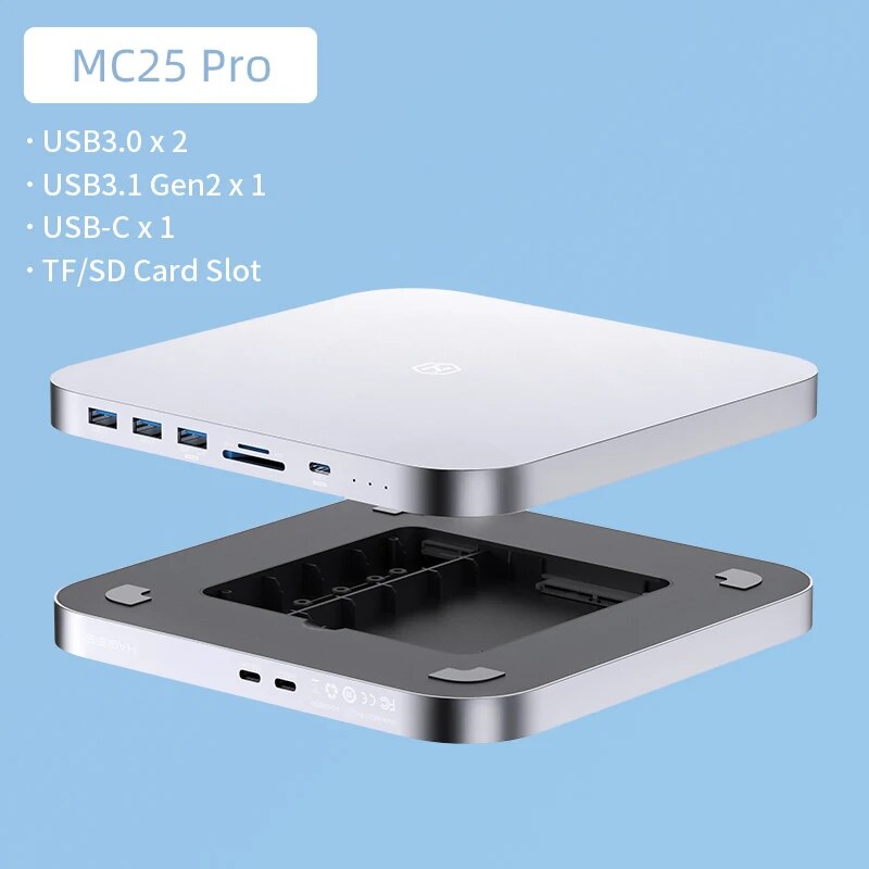 Mac Mini USB-C Hub with Dual Hard Drive Enclosure