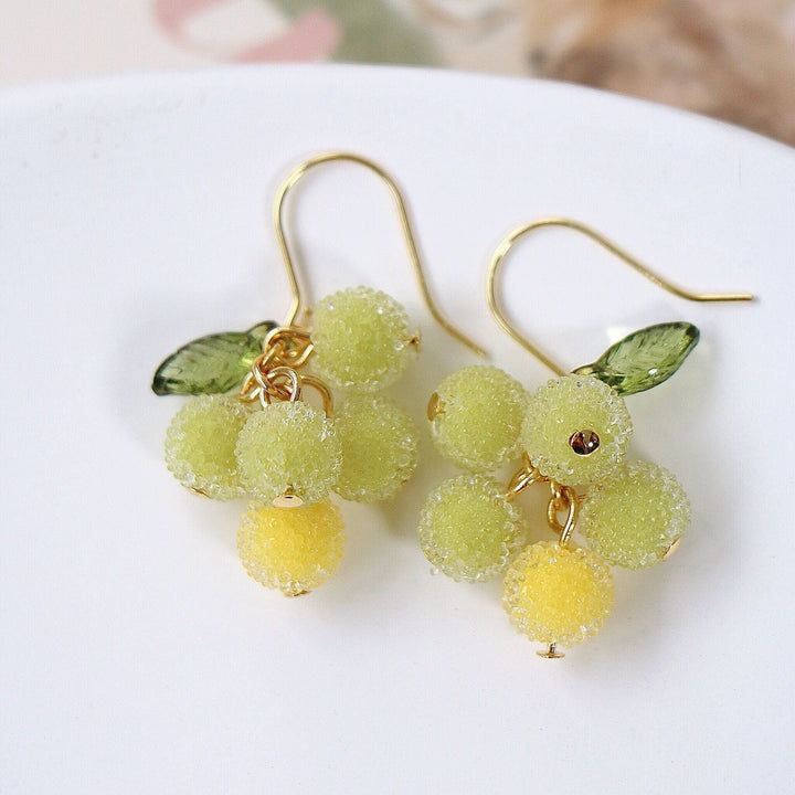 Frosted Berry Fruit Grape Earrings