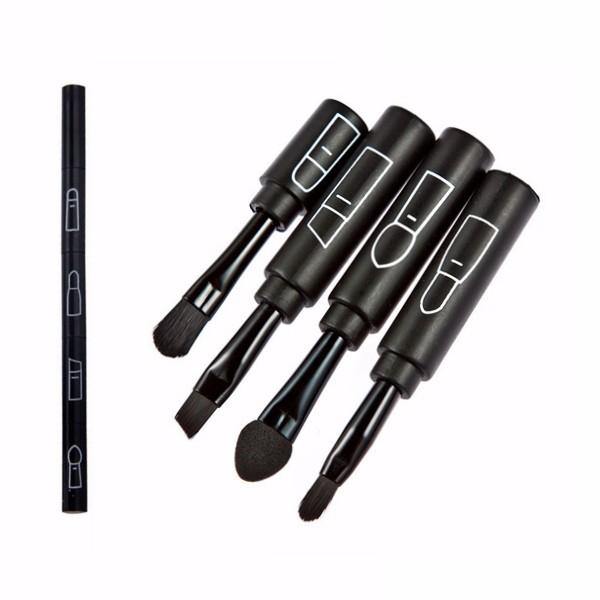 4 In 1 Black Eye Makeup Brushes Kit Eyebrow Lip Shaving Sponge Eyeshadow Brush Cosmetic Tool - MRSLM