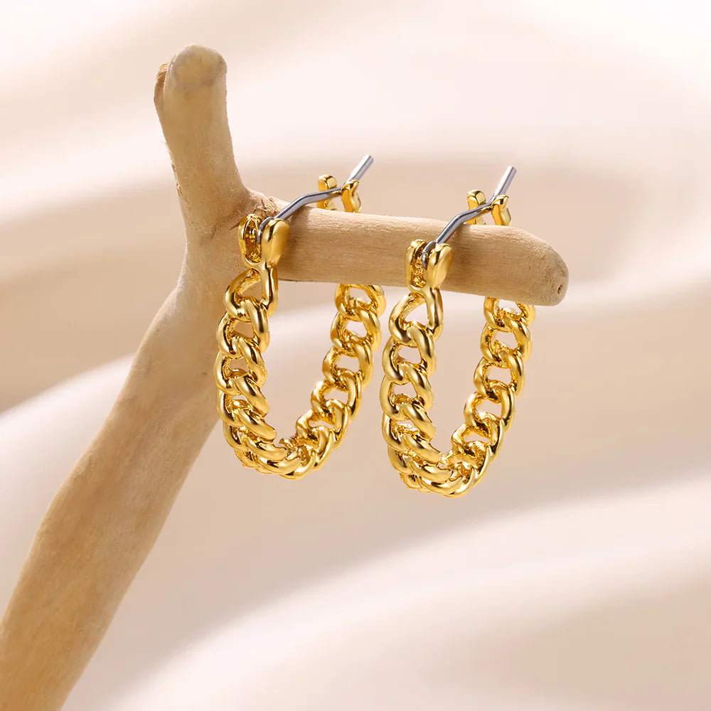 Gold Color Stainless Steel Hoop Earrings