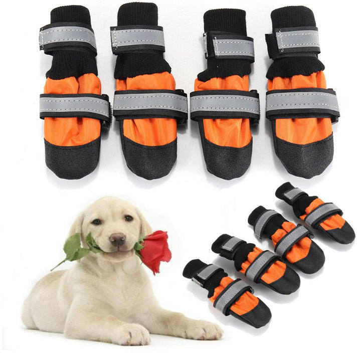 4Pcs Pet Dog Rain Snow Boots Warm Shoe Anti-slip Footwear Sock Waterproof Shoe Covers