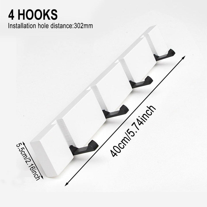 2/4/5/6 Wooden Hanger Removable Adjustable Clothes Rack Wall Door Hanging Clothes Hooks - MRSLM