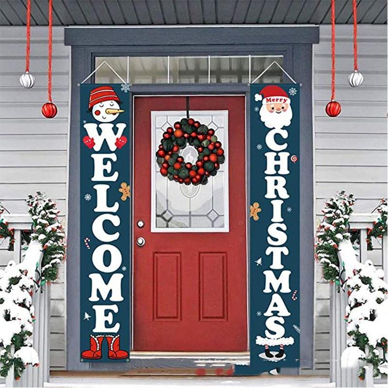 Christmas Door Curtain Holiday Atmosphere Decoration Couplet Outdoor Door Party Scene Layout Bar Hanging Flag