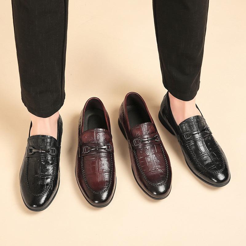 Men's First Layer Cowhide British Leather Loafers - Breathable, Non-slip, Shock Absorption