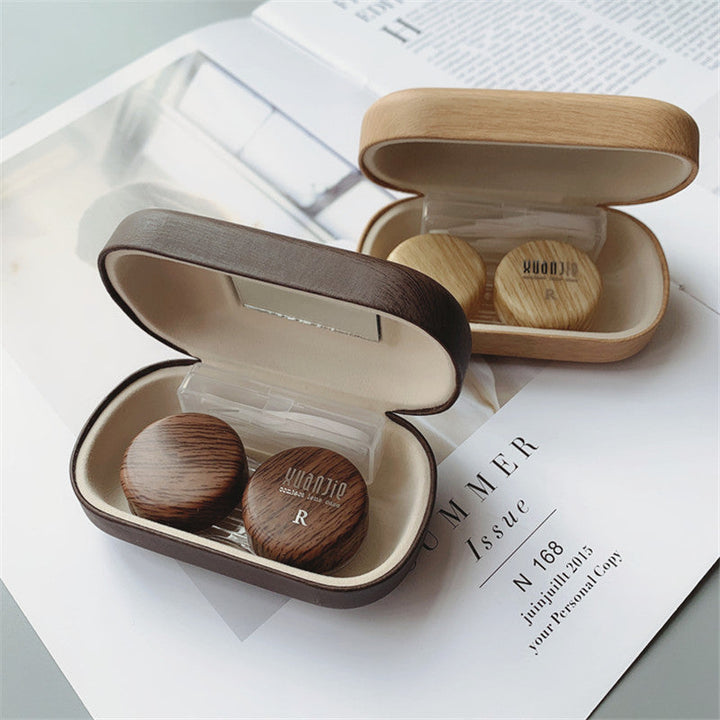 Retro Wood Grain Contact Lens Case