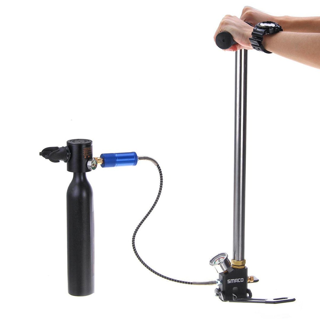 SMACO 0.5L Portable Diving Reserve Air Tank Set Hand Pump Oxygen Cylinder Mini Operated Pump