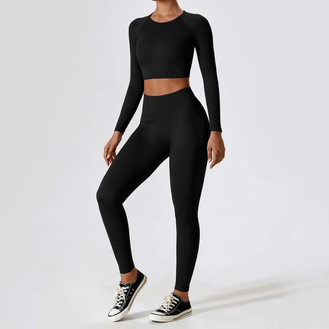 Essential Comfort Women's Ribbed Long Sleeve Yoga Crop Top