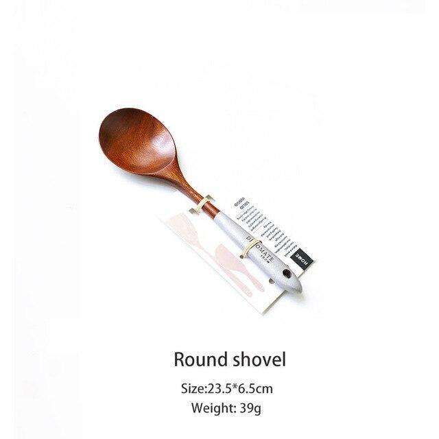 Wooden Kitchen Utensils Set Appliances Special Non-stick Set Pure Natural Teak Solid Wood Long Handle Shovel Tools - MRSLM