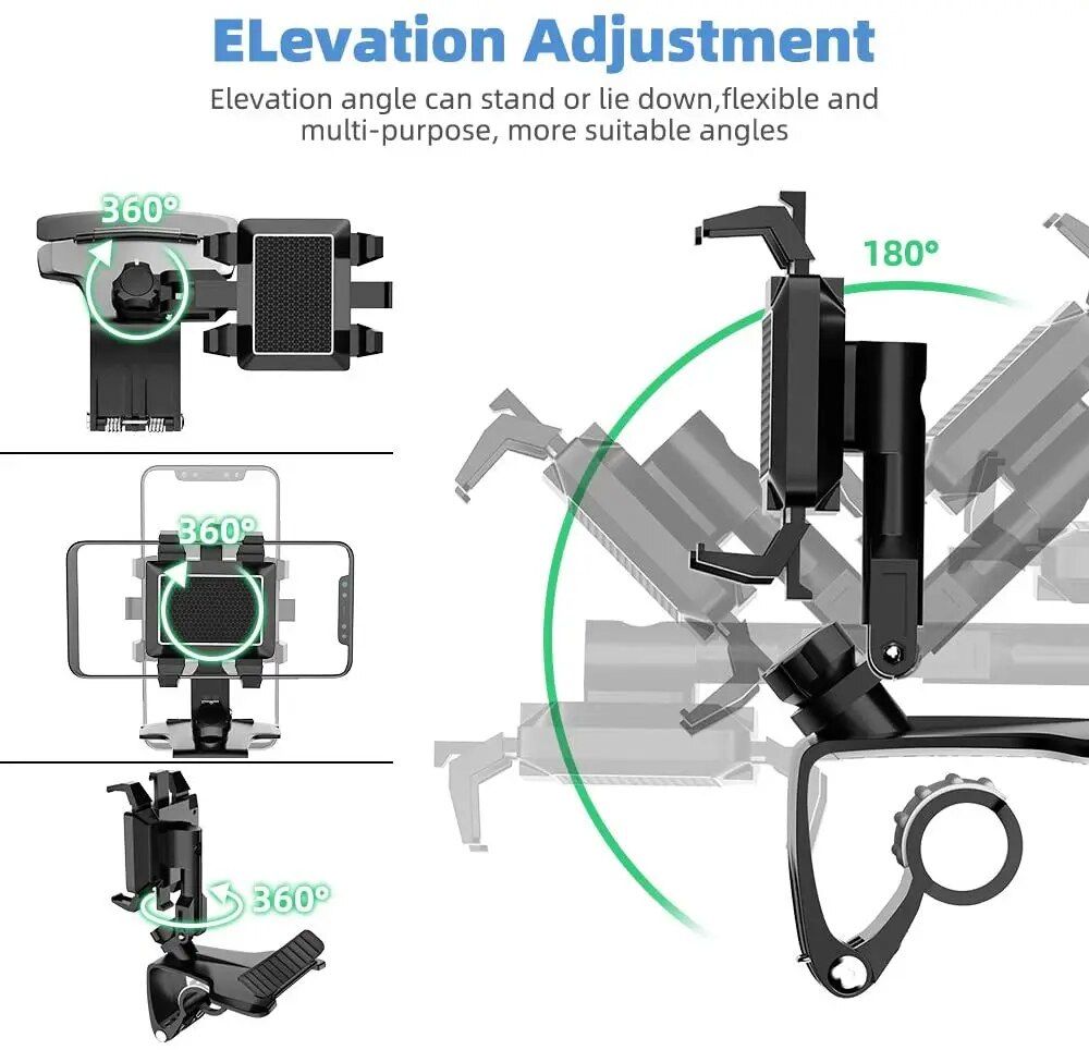 360¬∞ Rotating Universal Car Phone Mount - Dashboard & Mirror Holder